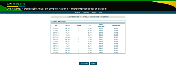 Tela do Simples Nacional