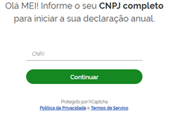 Tela do site da Receita para fazer a declaração MEI