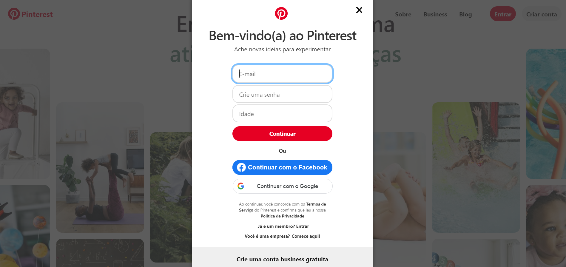 pinterest para negócios