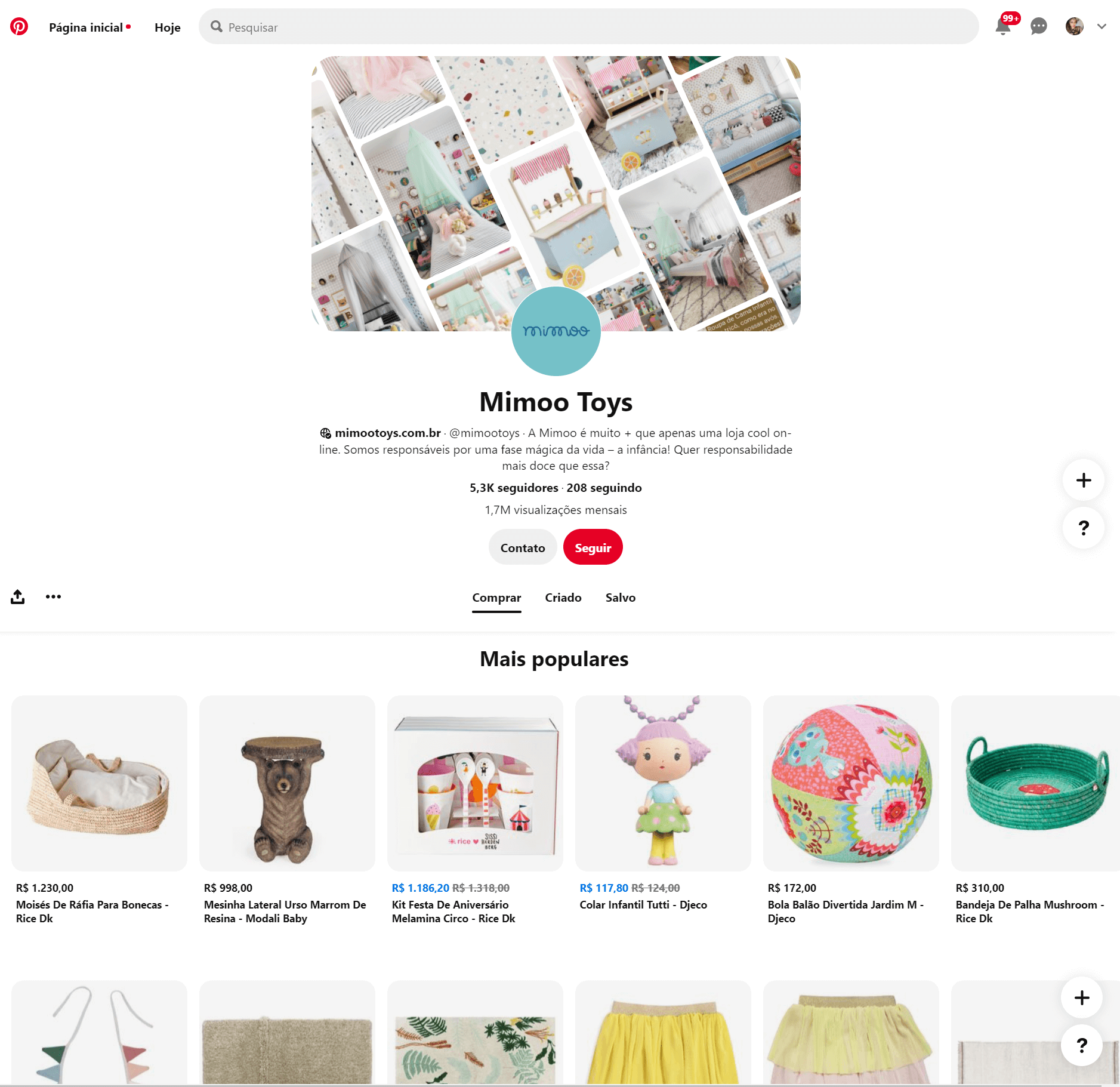 pinterest para negócios mimoo toys