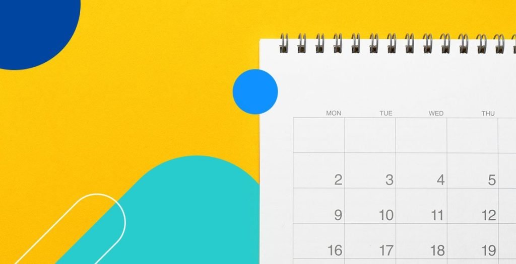 Calendário sobre fundo amarelo