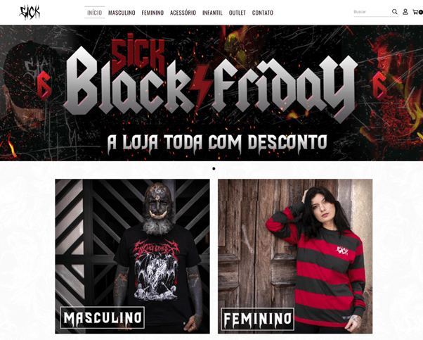 Tela do site da loja Sick Street Wear